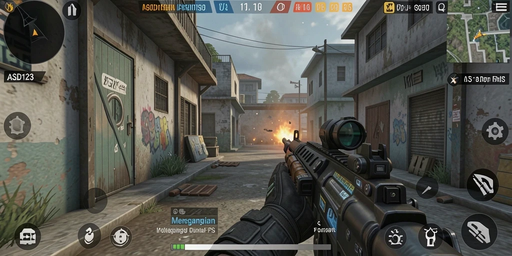 Tampilan gameplay mendebarkan dalam ASD123, menampilkan aksi seru.