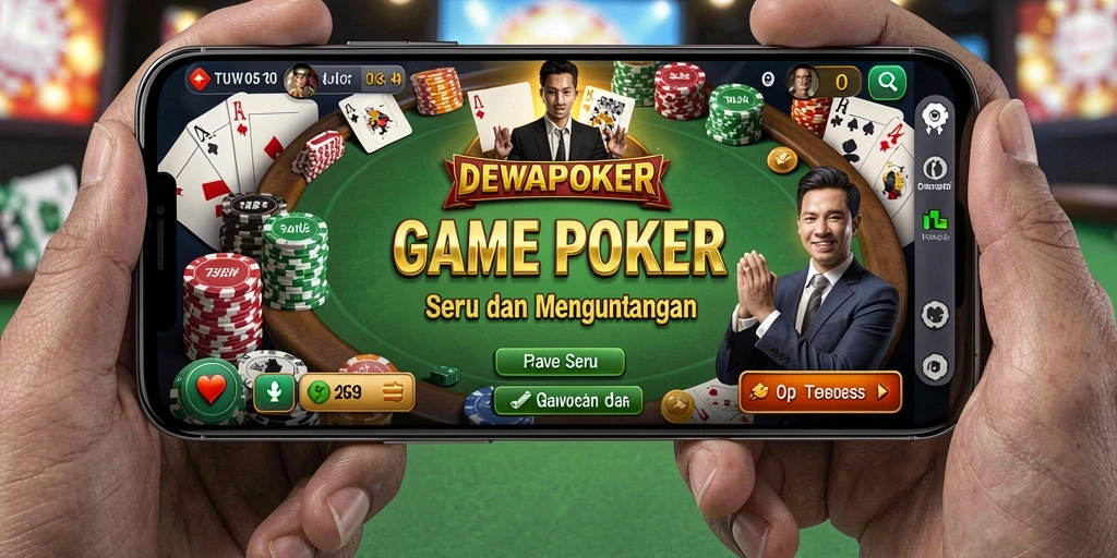 Screenshot gameplay DEWAPOKER menampilkan suasana permainan Poker yang seru.