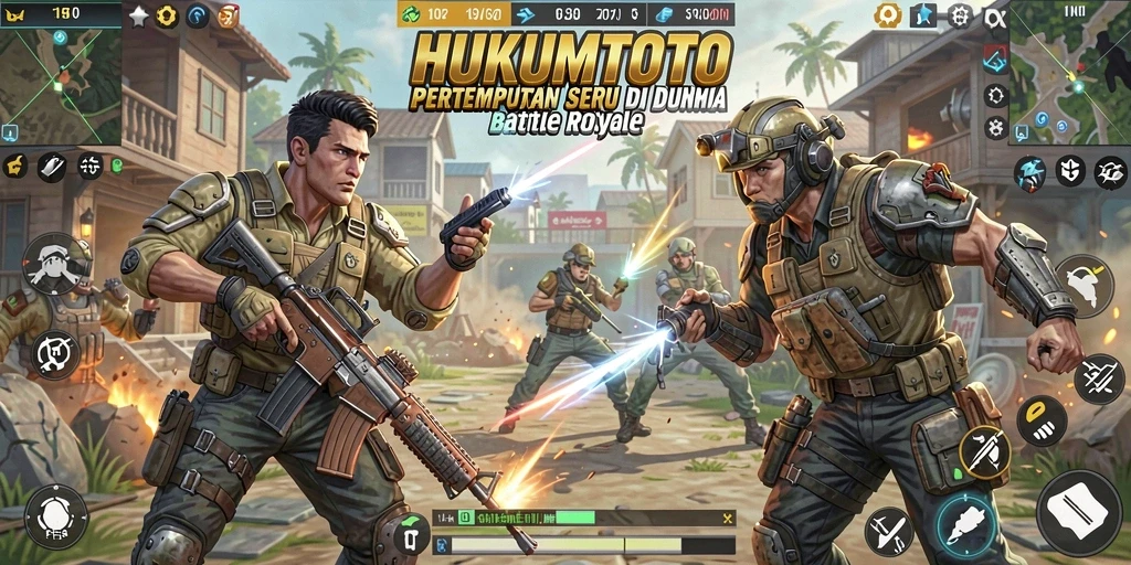 Screenshot HUKUMTOTO menampilkan aksi seru dalam gameplay Battle Royale.