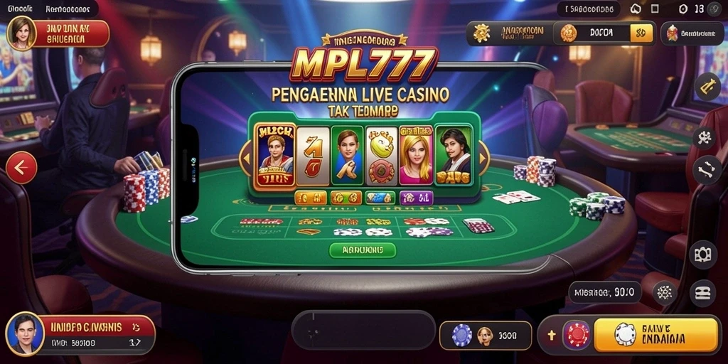Screenshot dari permainan Live Casino di MPL777 menampilkan dealer dan pemain yang berinteraksi.