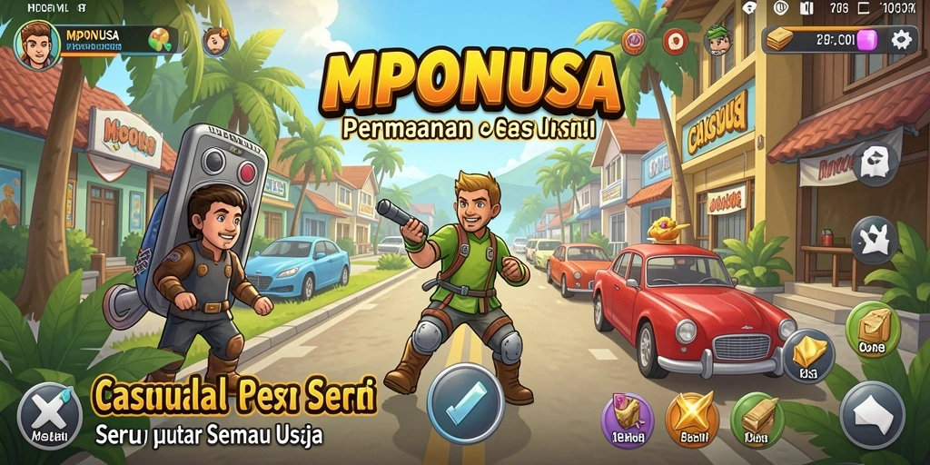 Screenshot utama MPONUSA menampilkan gameplay yang sederhana dan seru.