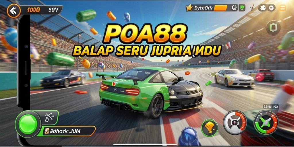 Tampilan gameplay balap seru di POA88 dengan mobil dan lintasan yang menakjubkan.
