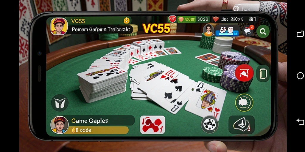 Tampilan gameplay Gaple yang menarik dan interaktif di VC55.