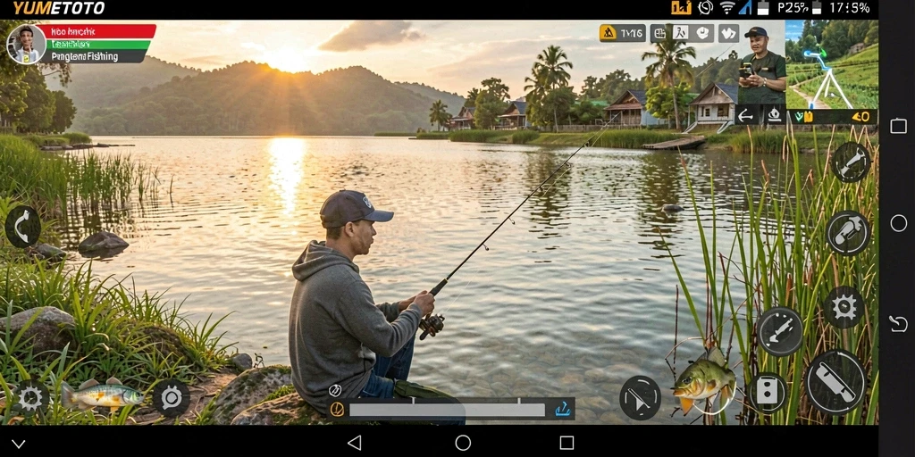 Gameplay YUMETOTO menampilkan keseruan memancing di berbagai lokasi.